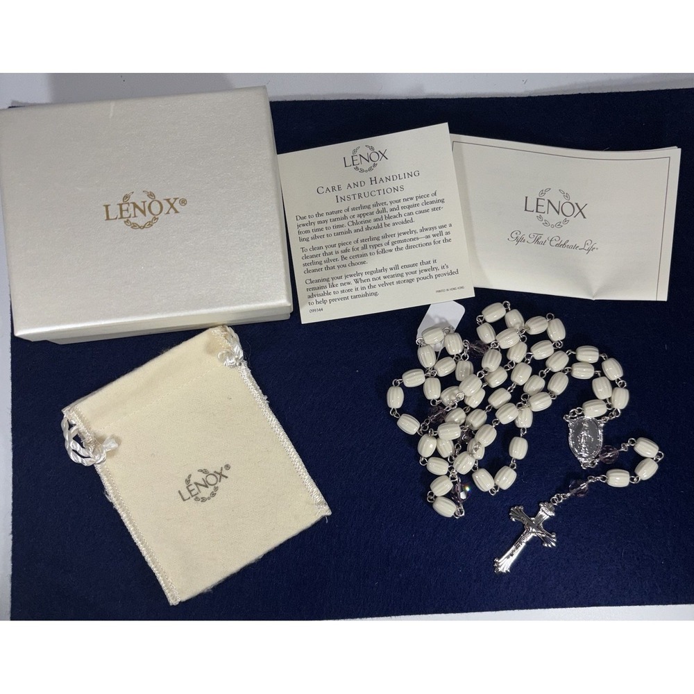 LENOX June Birthstone  Alexandrite/Moonston ROSARY .925 STERLING New Box